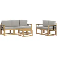 vidaXL Outdoor-Sofagarnitur 6 stk. Weiß und Hellgrau Polyester