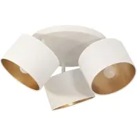 Licht-Erlebnisse Spot Metall Stoff verstellbar B: 45 cm in Weiß Gold E27 3-flammig Modern Strahler