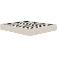 Vente-unique Boxspring-Bettkasten 160 x 200 cm aus Bouclé-Stoff - Beige - NULOX von YSMÉE