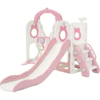 Joyz 5 in 1 Kinderrutsche mit Schaukel Kinder Spielplatz mit Rutsche Treppe Basketballkorb Teleskop Klettergerüst Indoor/Outdoor Set für Kleinkinder