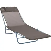 Xdovet Sonnenliege mit Kopfkissen Liegestuhl verstellbar mit 5-Fach Strandliege Gartenliege bis 120kg belastbar für Garten & Terrasse Braun