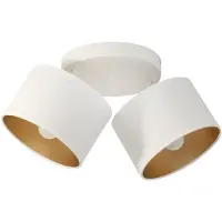 Licht-Erlebnisse Strahler Metall Stoff E27 verstellbar in Weiß Gold 2-flammig Modern Spot