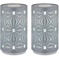 Globo Lighting 2x LED Tischleuchte AMIYAH, Touch, Farbwechsel, Grau, Metall, H 14 cm