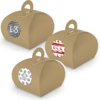 Itenga Adventskalender zum Füllen 24x Box mit Griff BRAUN + Sticker V11 Z07