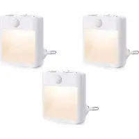 Tianpeng 3 LED-Nachtlicht-Steckdose, dimmbar, warmweiß, mit Bewegungssensor, geeignet für Treppen, Schlafzimmer, Flure