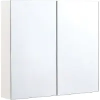 Beliani Bad Spiegelschrank Weiß Sperrplatte 1 türig 80 x 70 cm mit Fächern Wandeinbau Modern Trendy Badezimmer Möbel