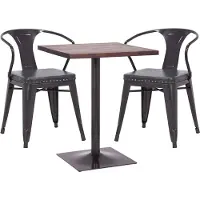 Mendler Set Bistrotisch 2x Esszimmerstuhl MCW-H10d, Stuhl Tisch Küchenstuhl Gastronomie MVG schwarz-grau, Tisch dunkelbraun
