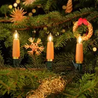 CLGarden NARVA 30 Kerzen Lichterkette Holzschaft Kirsche für Weihnachtsbaum warmweiß 17,4m Innen Holzlichterkette 230V elektrisch