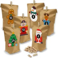 Itenga SET Adventskalender Weihnachtsbande 24x Tüten + Klammern + Sticker Bande + Z30