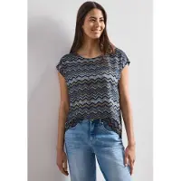 Street One Kurzarmbluse Sommerbluse mit Zick-Zack-Muster und Rundhals