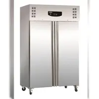 Chefgastro Kühlschrank BONGO auf Räder | 2x abschließbare Tür | 1200 Liter, HxBxT 201x134x81cm | -2/+8°C | Edelstahl/Aluminium + Geschirrtuch