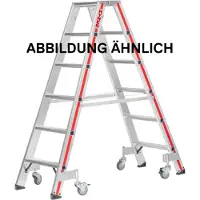 Hymer Stufenstehleiter mit Rollen 2x7 Stufen
