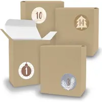 Itenga Adventskalender zum Füllen 24x Quader BRAUN + Sticker V08 Z15