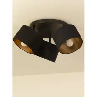 Licht-Erlebnisse Spot Metall Stoff verstellbar 45 cm breit in Schwarz Gold E27 3-flammig Modern Strahler
