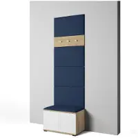Jerpax Garderoben-Set Aura version 6 mit Schuhregal und Polsterplatten, Ideal für Flur und Eingangsbereich (Weiß / Eiche Artisan, Trinity 30)