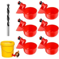 Markenlos Automatische Hühnertränke Set mit 6 Wasserbechern für Geflügel wie Hühner, Enten, Gänse und Truthähne