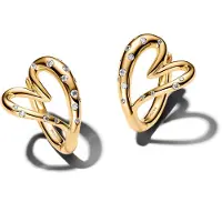 Pandora 264664C01 Damenohrringe Herz mit Steinen Besetzt Goldfarben