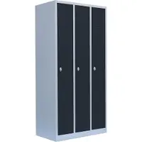 LÜLLMANN 3er Spind Spint Umkleide Stahl Gaderobenschrank 3türiger Spind Lichtgrau/Anthrazit 510138