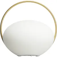 UMAGE LED-Akku-Tischleuchte Orbit, weiß/messing, IP44, CCT dimmbar, weiß / opal, für Wohn- / Esszimmer, Kunststoff, Design