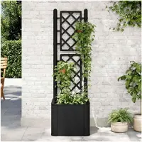 Markenlos Garten-Hochbeet mit Spalier, Selbstbewässerungssystem, UV-beständig, Pflanzkasten für Balkon, Hochbeet für Garten, Anthrazit, 35L Wasserreservoir