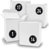 Itenga Adventskalender zum Füllen 24x Quader WEISS + Sticker V07 Z08