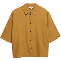 s.Oliver Fliessende Kurzarm-Bluse aus Leinenmix mit Hemdkragen