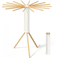 Songmics Wäscheständer klappbar, Ständer ausziehbar, platzsparend, drehbar, Balkon Waschküche, Holzarme, naturfarben