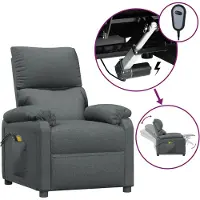 vidaXL Massagesessel Elektrisch Dunkelgrau Stoff
