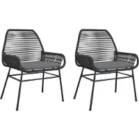 vidaXL Gartenstühle 2 Stk. mit Kissen Schwarz Poly Rattan