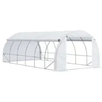 Outsunny Tunnelgewächshaus Jardín 6x3x2 m mit Tür und 12 Rollfenstern