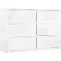 HOMCOM Kommode mit 6 Schubladen modernem Design Stauraum Flur Kippschutz 112x34x75 cm Hochglanzweiß