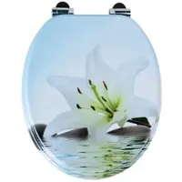 SINOBATH WC-Sitz Oval mit Absenkautomatik Weiße Lilie Wellness