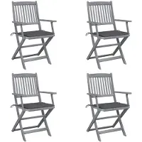 vidaXL Klappbare Gartenstühle 4 Stk. mit Sitzkissen Massivholz Akazie