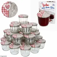MamboCat 100er Set Sturzglas 230 ml To 82 Holz Herz rot Deckel incl. Diamant Gelierzauber Rezeptheft