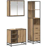 vidaXL Badezimmermöbel-Set 3 stk. Artisan-Eiche 65 x 33 x 60 cm