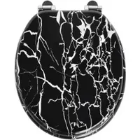 SINOBATH WC-Sitz Oval mit Absenkautomatik Schwarze Marmoroptik
