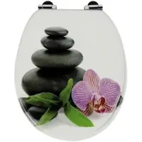 SINOBATH WC-Sitz mit Absenk-Automatik Zen Steine und Orchidee