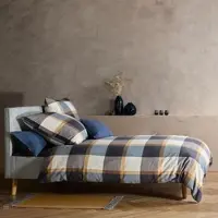 Fleuresse gewebte Edelflanell Bettwäsche Lech Riverside blau gelb 200x200 cm + 2x 80x80 cm - blau;gelb