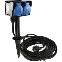 Chilitec Gartensteckdose mit Erdspiess, 2-fach IP44, 10m Kabel