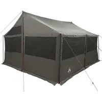 vidaXL Familienzelt Braun grau 450 x 400 x 265 cm Polyester und Stahl
