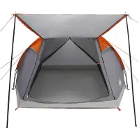 vidaXL Hütten-Zelt Grau und Orange 6-Personen Polyester und Stahl