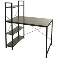 Décoshop26 - Schreibtisch mit Ablage Computertisch 100 x 60 cm Metall MDF braun 04_0006016