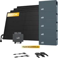 TSUN DCU2000Lite Solarspeicher für Balkonkraftwerke, mit 4 x 500W Bifaziale Solarmodule & 800W Mikro‐Wechselrichter, by Powerness - 10kWh / Standardversand