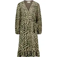Cartoon Chiffonkleid mit Muster in Khaki/Cream | Gr.: 42