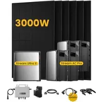 EcoFlow Stream Ultra X, Solaranlage mit Speicher, mit 6 x 500W Bifazialen Solarmodulen, by Powerness - Stream Ultra X + 4 x Stream AC Pro | 11520Wh / 1 x Smart Meter / Selbstabholung