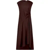 Cartoon Midikleid mit Raffung in Dunkelbraun | Gr.: 42