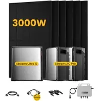 EcoFlow Stream Ultra X, Solaranlage mit Speicher, mit 6 x 500W Bifazialen Solarmodulen, by Powerness - Stream Ultra X + 2 x Stream AC Pro | 7680Wh / ohne Zubehör / Selbstabholung