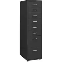 Décoshop26 - Büroschrank mit Schubladen auf Rollen 8 Schubladen 28 x 41 x 109 cm anthrazitfarbenes Metall DEC024554 DEC024554