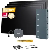 TSUN DCU2000Lite Solarspeicher für Balkonkraftwerke, mit 4 x 480Wp Sunpro BC Bifazial Full Black Solarmodul, by Powerness - 10kWh / Standardversand