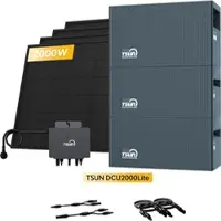 TSUN DCU2000Lite Solarspeicher für Balkonkraftwerke, mit 4 x 500W Bifaziale Solarmodule & 800W Mikro‐Wechselrichter, by Powerness - 6kWh / Standardversand